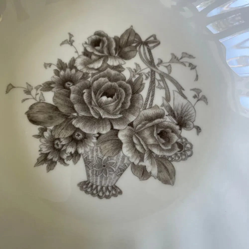 PALATE & PLATE Victorian BROWN Rose Floral Porcelain 8.5